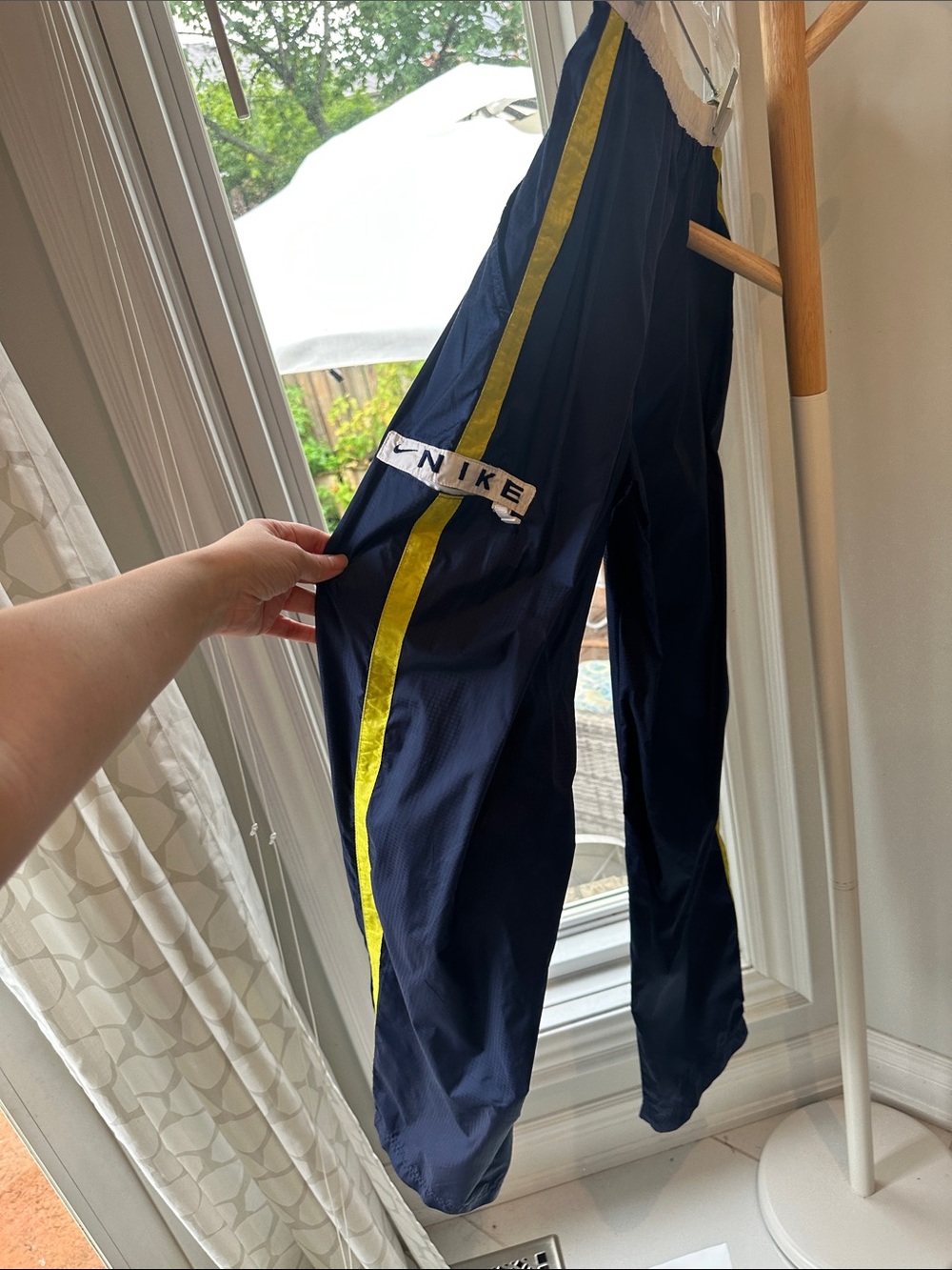 VINTAGE NIKE 90s Y2K Women’s Navy Blue White Drawstring Track Pants Sz Small 4-6
